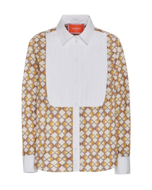LaDoubleJ White Geometric-Print Shirt