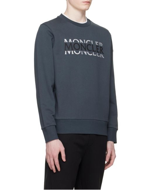 Moncler Black Branded Cotton Sweatshirt for men