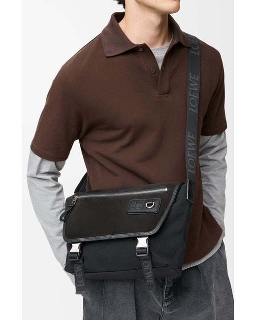Loewe Black Medium Flex Messenger Bag for men