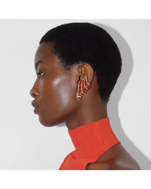 Fendi White Filo Embellished Earcuffs