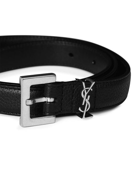 Saint Laurent White Thin Logo Belt for men