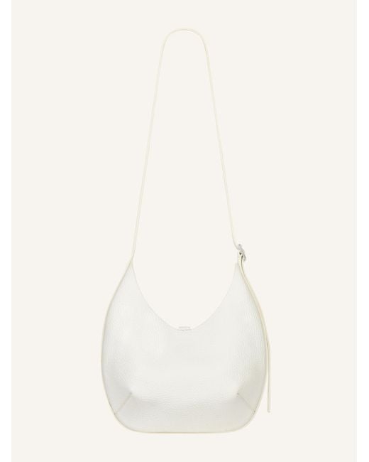 Courreges White Small Hobo Grained Leather Tote Bag