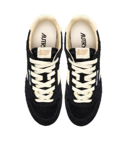 Autry Black Retro Suede Low-Top Sneakers for men