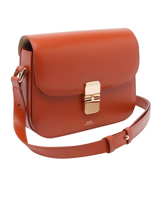 A.P.C. Orange Small Grace Calf-Leather Shoulder Bag