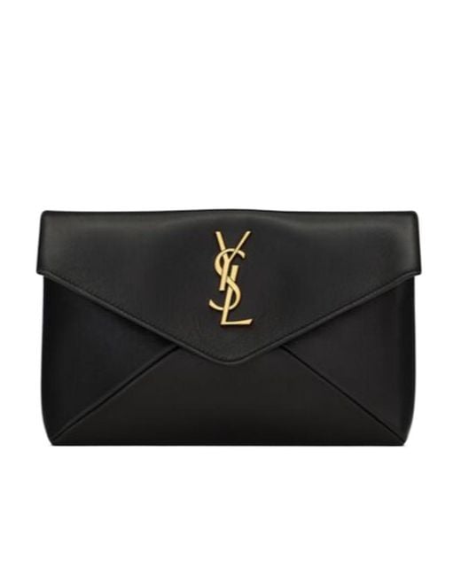Saint Laurent Black Cassandre Small Envelope Pouch