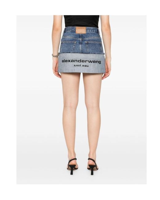 Alexander Wang Blue Turnback Hem Denim Mini Skirt