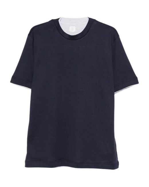 Eleventy Blue Crew Neck Short Sleeve T-Shirt for men