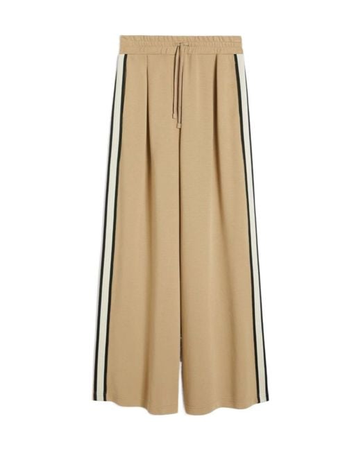 Weekend by Maxmara Natural Side-Stripe Drawstring-Waistband Trousers