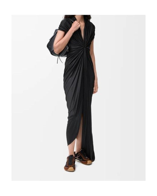 Loewe Black Gathered Draped Sleeveless Dress