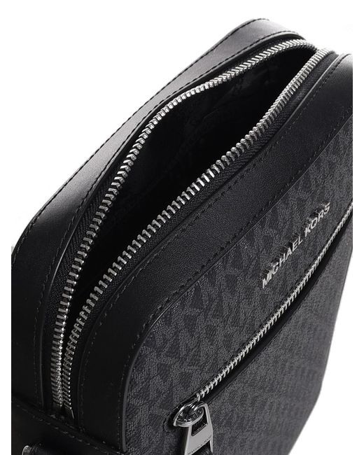 Michael Kors Black Varick Logo Detailed Zipped Messenger Bag for men