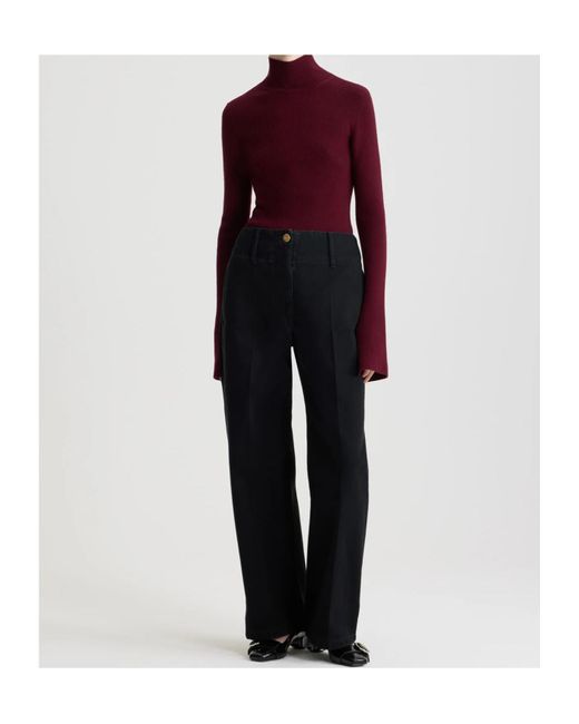 Patou Red Turtleneck Ribbed Sweater