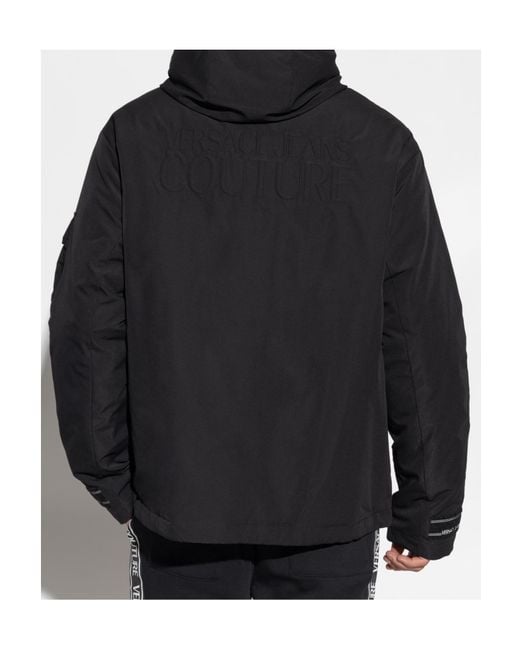 Versace Jeans Black Couture Logo Patch Hooded Insulated Jacket for men
