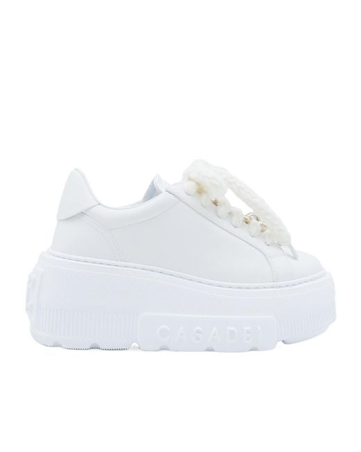 Casadei White High-Heeled Sneakers