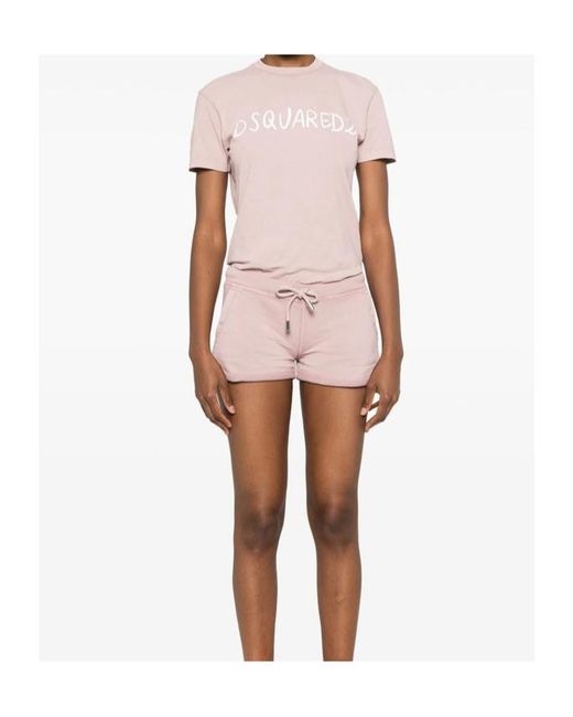 DSquared² Pink Fade Just Right Fit Handwritten Logo T-Shirt