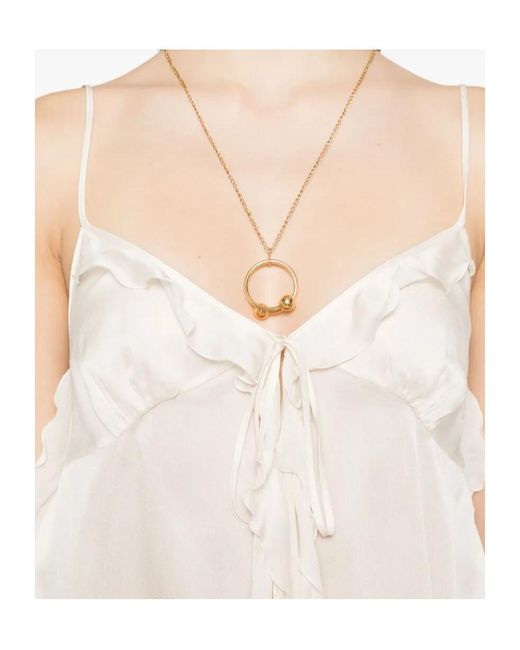 Chloé White Chloé Ruffled Spaghetti Strap Top
