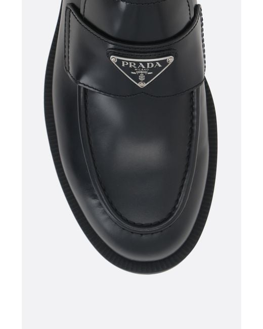 Prada Black Triangle-Logo Slip-On Loafers for men