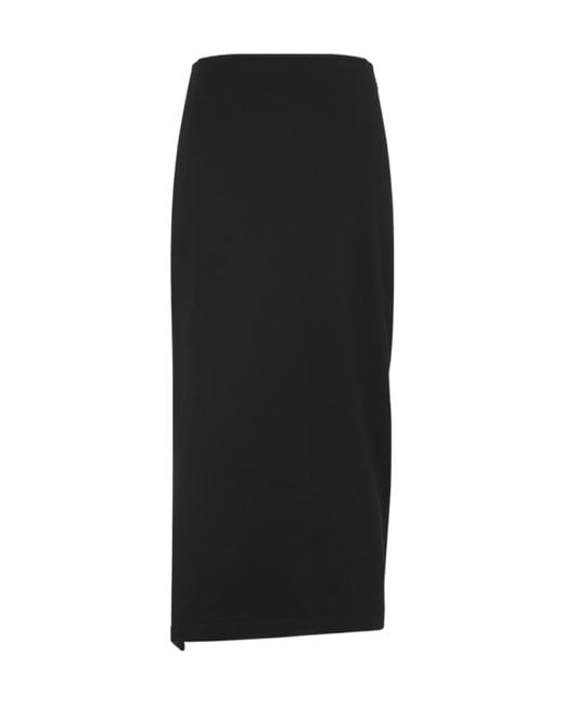 Dries Van Noten Black Ruffled Asymmetric Hem Midi Skirt