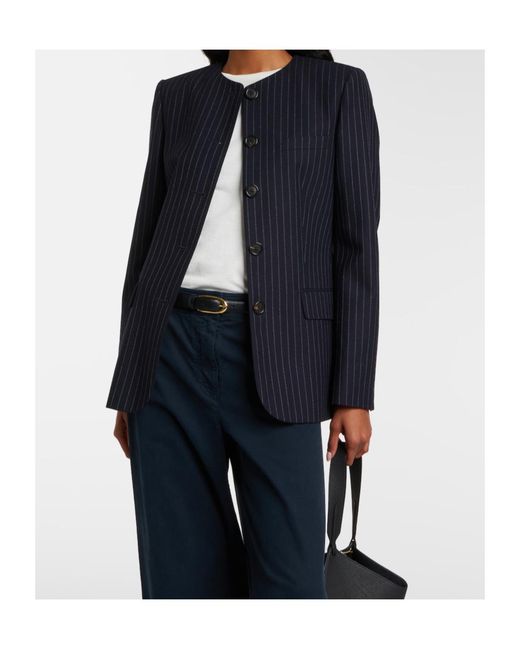 Nili Lotan Blue Pinstripe Wool Jacket