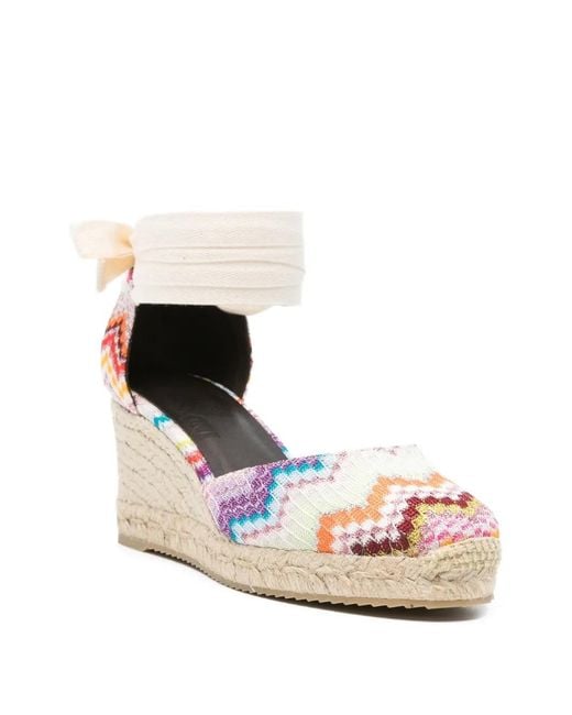 Missoni Pink Chevron-Pattern Tie Espadrilles