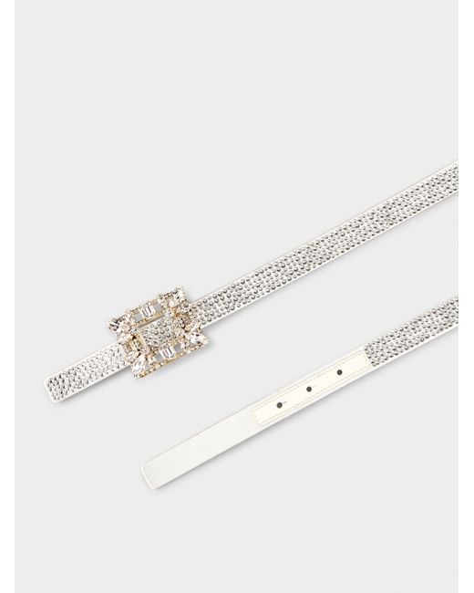 Roger Vivier White Broche Vivier Buckle Hotfix Belt