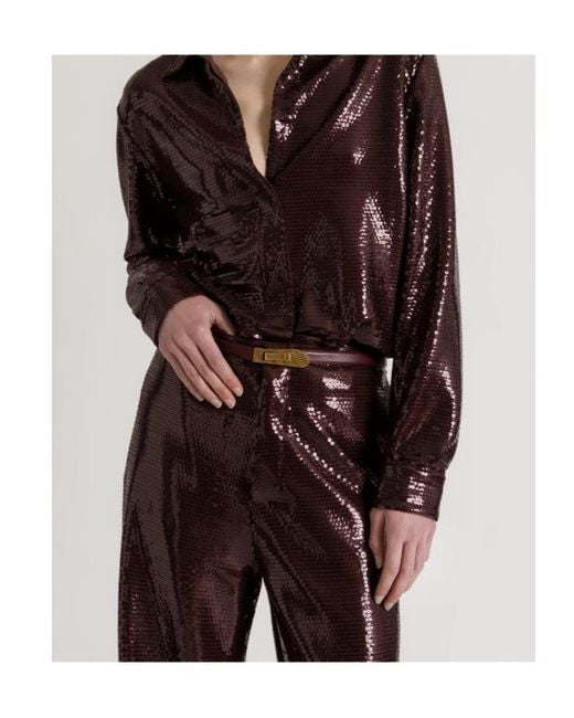 Alberta Ferretti Purple Sparkling Night Wide-Leg Sequined Trousers