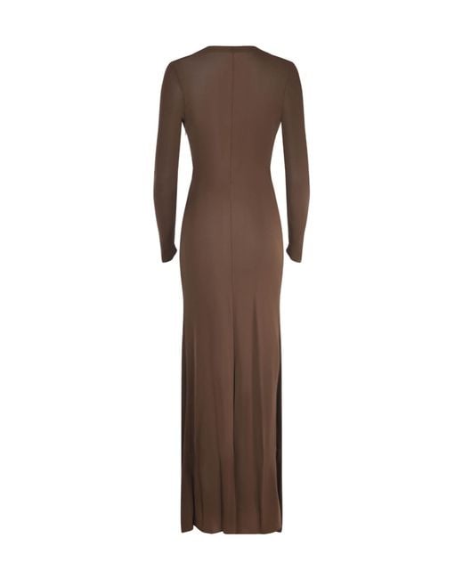 GIUSEPPE DI MORABITO Brown Draped Slit Maxi Dress
