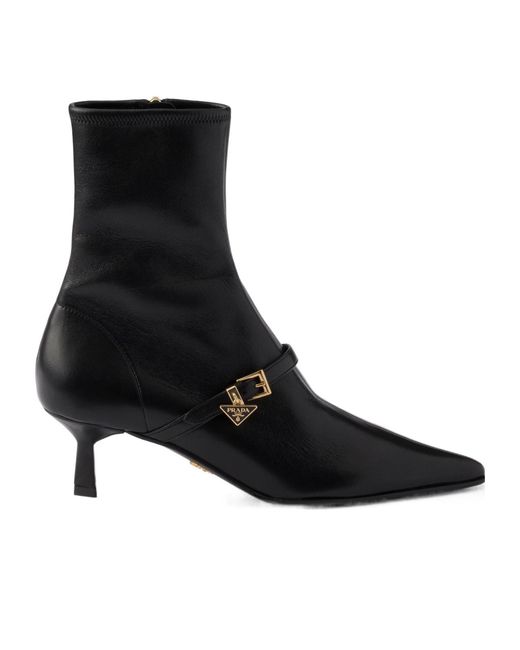 Prada Black Stretch Nappa Leather Booties