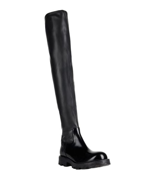 DIESEL Black Solid Color Patent Leather Platform Boots