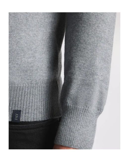 Fay Gray Round Neck Wool Knitwear for men