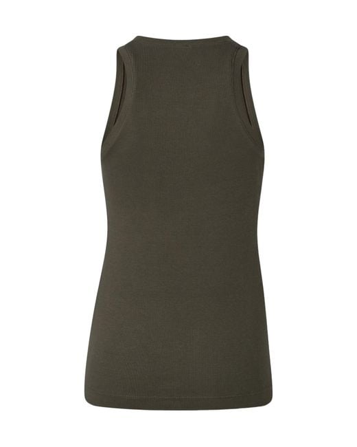 Pinko Green Ribbed Logo Top