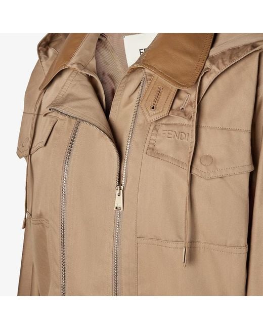 Fendi Natural Hooded Double-Zipped Jacket