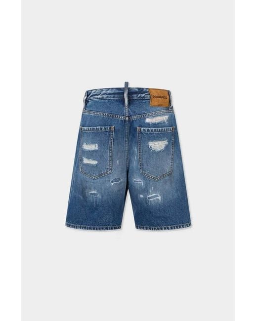 DSquared² Blue Belt-Loop Denim Shorts