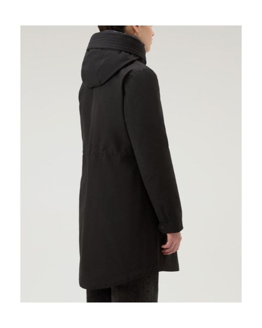 Woolrich Black Zip-Up Reversible Coat