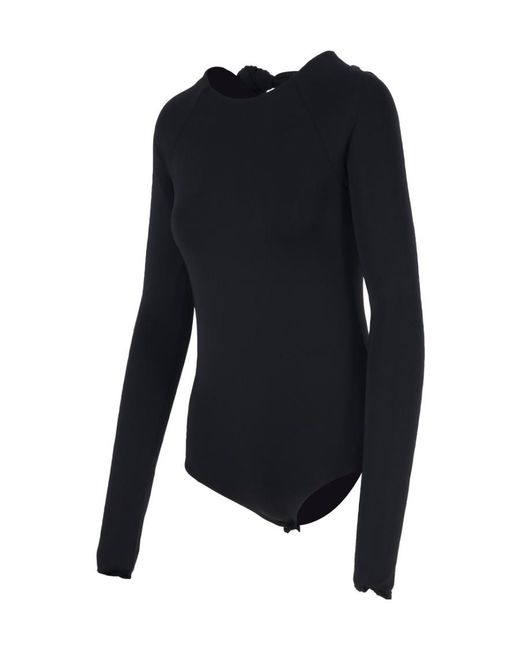 Jil Sander Blue Open-Back Long-Sleeved Crewneck Bodysuit