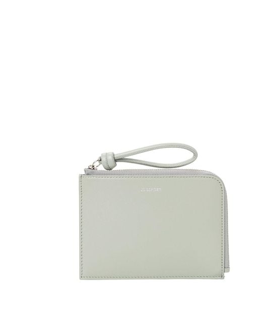 Jil Sander White Zipper Card Holder