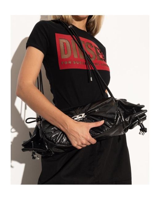DIESEL Black Scrunch-D Shoulder Bag