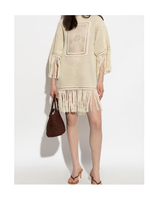 Zimmermann Natural Fringe-Trim Mini Dress