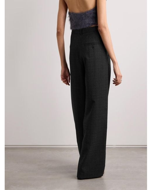 Proenza Schouler Black Eleanor Pleated Plaid Wide-Leg Casual Pants