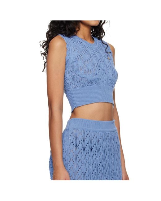 Vivienne Westwood Blue Ella Orb Embroidered Knitted Top