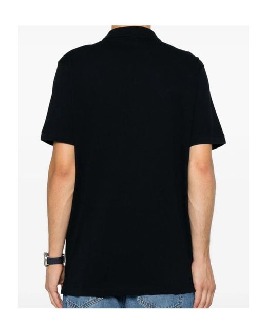 Emporio Armani Black Zip-Fastening Logo-Embroidered Polo Shirt for men