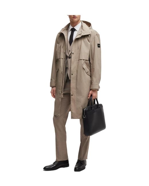 Boss Brown Long Hooded Parka for men