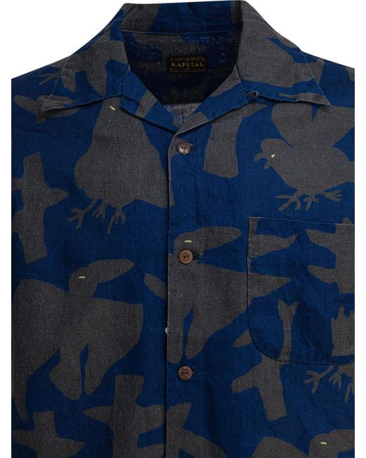 Kapital Blue Abstract-Print Shirt for men
