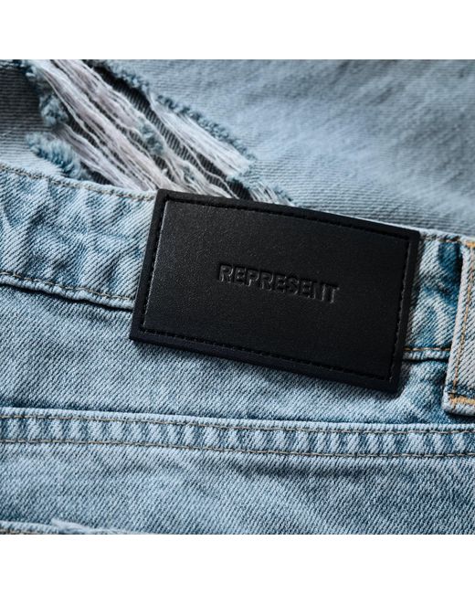 Represent Blue Solid Straight Leg Jeans for men