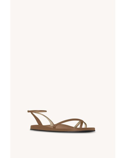 The Row Metallic Hugh Ankle-Strap Leather Sandals
