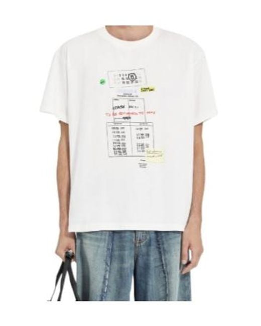MM6 by Maison Margiela White Graphic Print T-Shirt for men