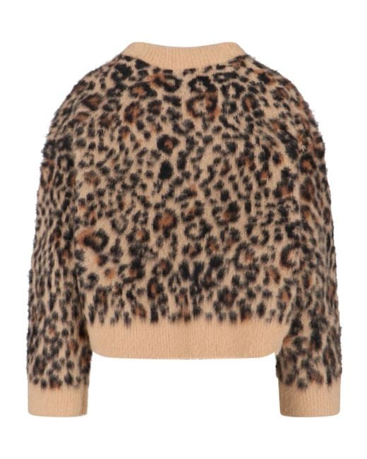 Nili Lotan Brown Leopard Printed Brushed Sweater