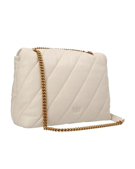 Pinko Natural Love Big Puff Chain-Linked Shoulder Bag