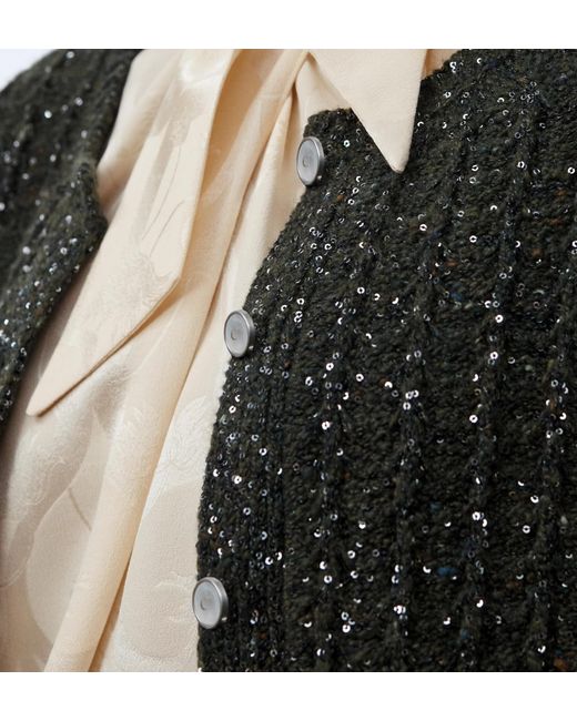 Dior Black Christian Sequinned Tweed Embroidered Cardigan