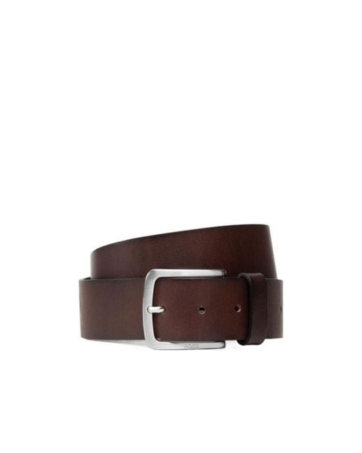Boss Brown Boss Logo Engraved Buckle Belt for men