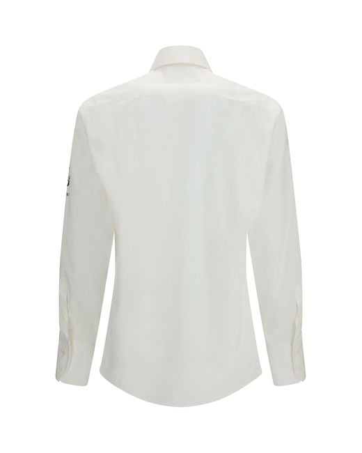 MM6 by Maison Margiela White Long Sleeved Curved Hem Shirt for men